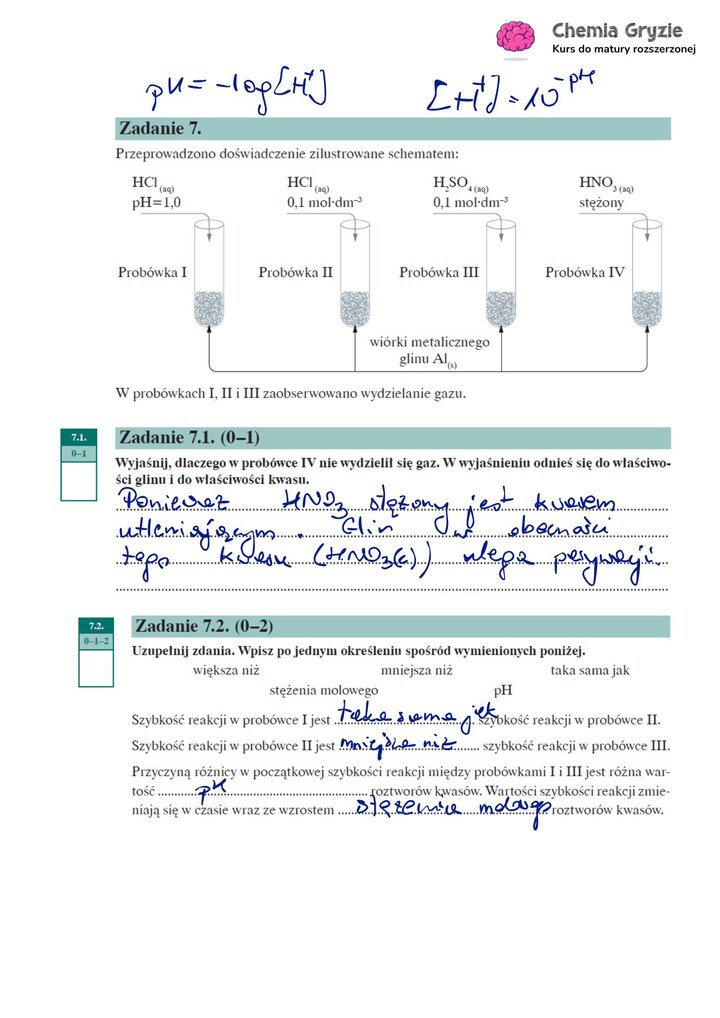 Matura Próbna Chemia Operon 2025 - zadanie 7 rozwiązanie