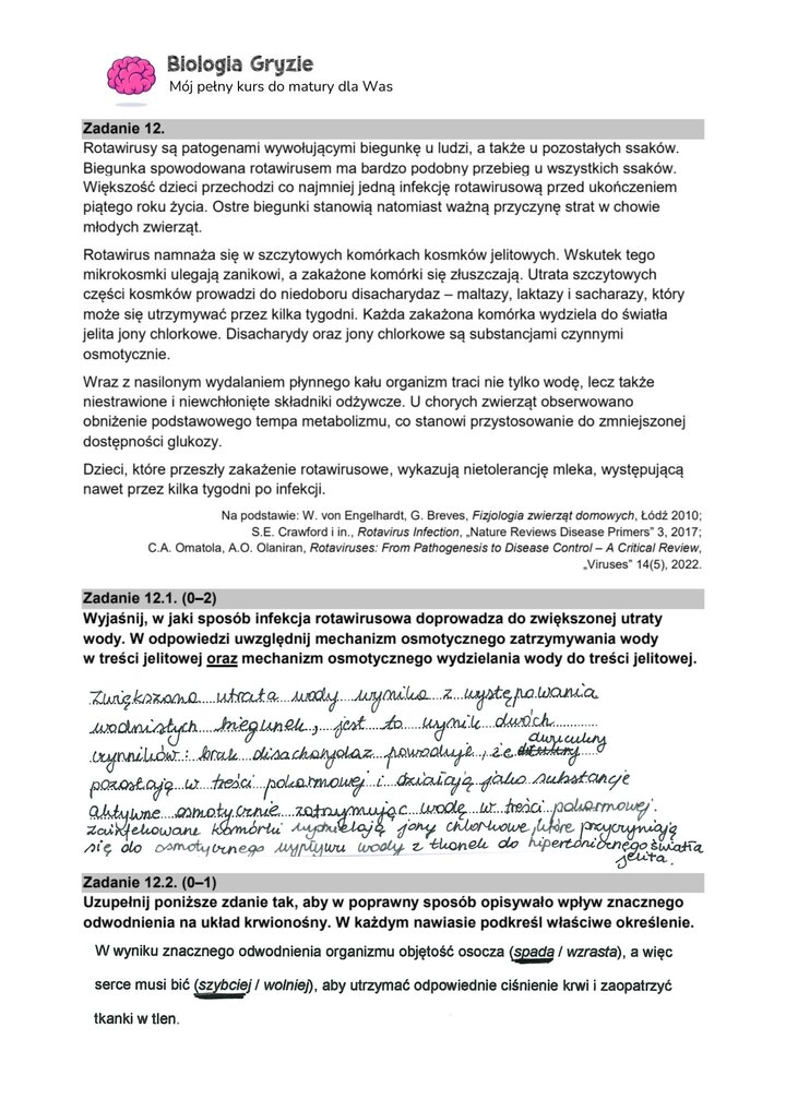 zadanie 12 matura CKE biologia formuła 2015