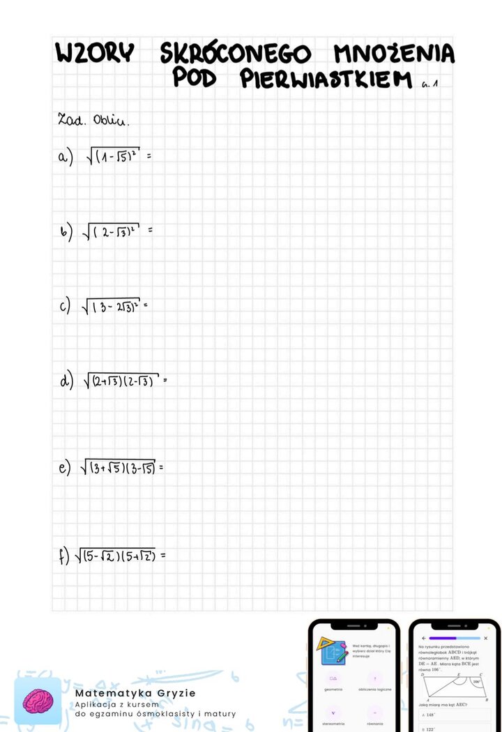 Wzory skróconego mnożenia pod pierwiastkiem zadania