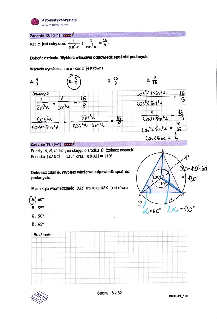 Zadanie 18 i 19, matura próbna z matematyki podstawowej Grudzień 2022