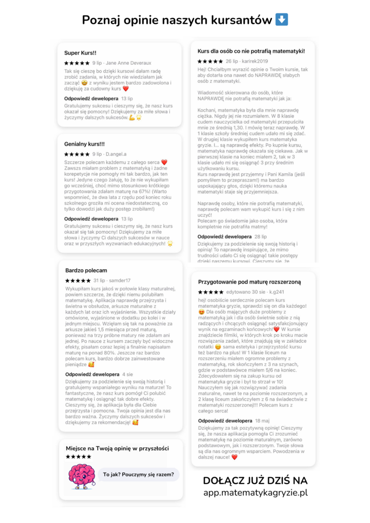 Opinie o kursach przygotowujących do egzaminów na różnych poziomach nauczania.