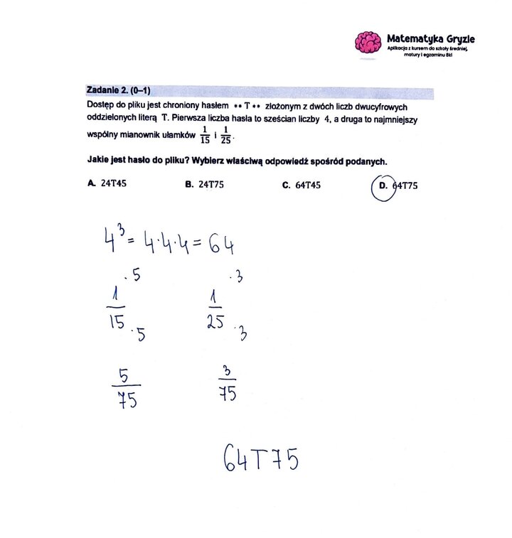 zadanie 2 Egzamin ósmoklasisty z matematyki 2023