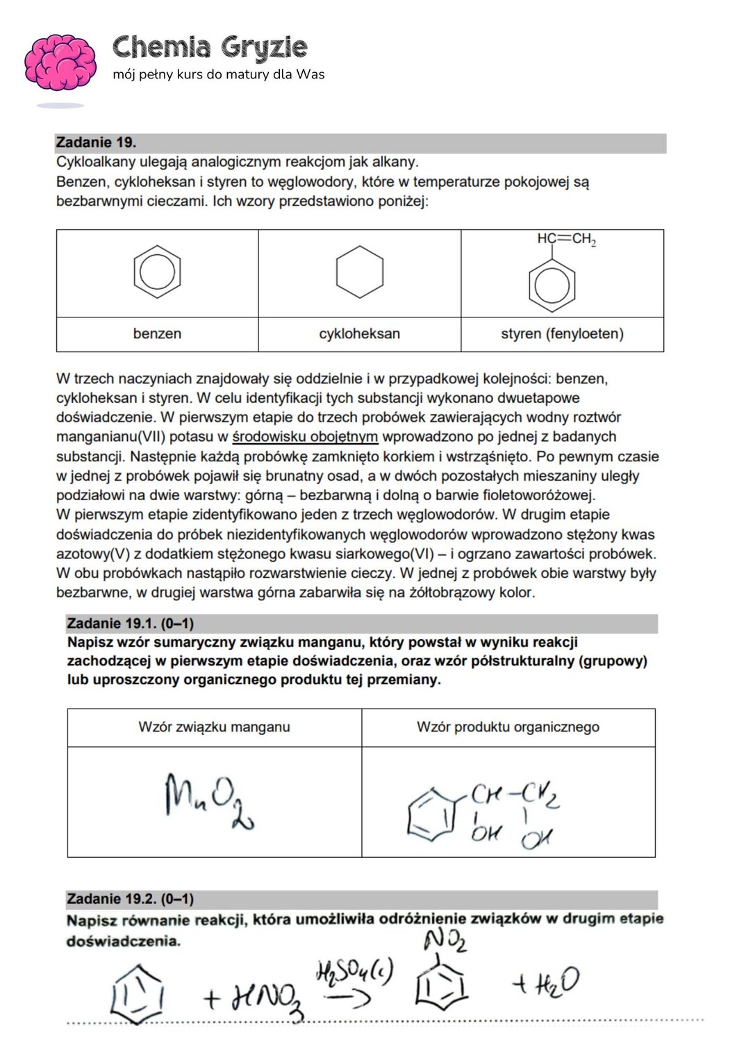 zadanie 19 matura CKE chemia formuła 2015