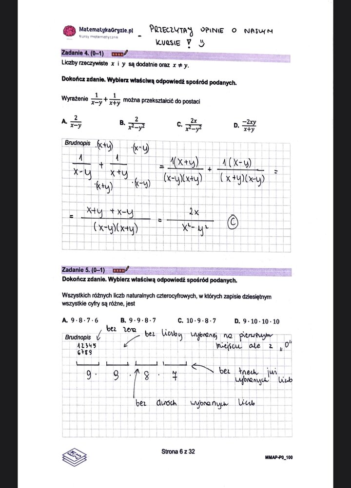 Zadanie 4 i 5, matura próbna z matematyki podstawowej Grudzień 2022