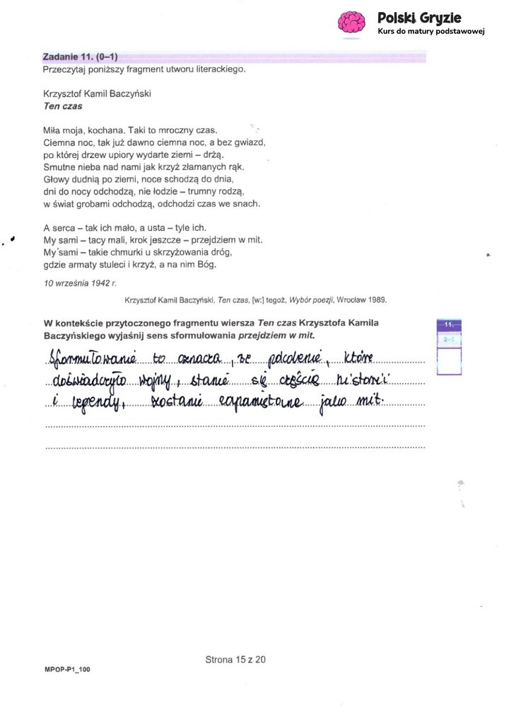 Fragment arkusza maturalnego z języka polskiego – pytania dotyczące wybranych lektur obowiązkowych.