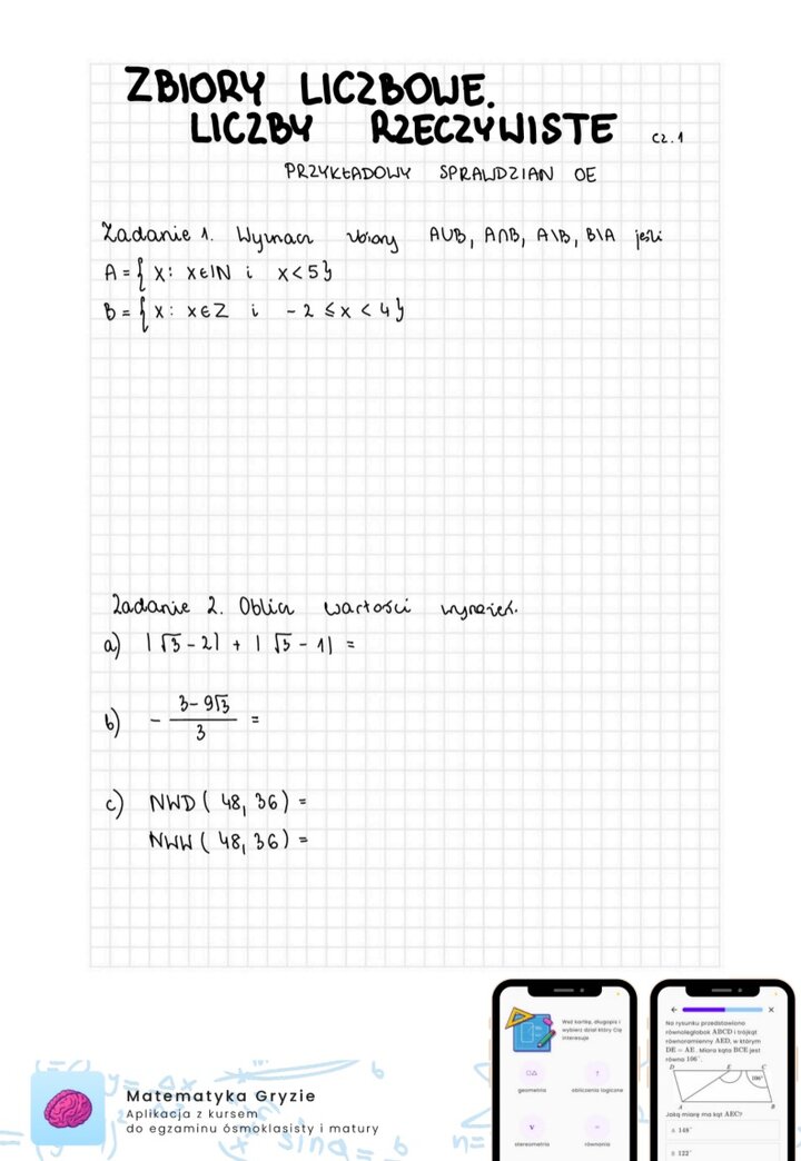Zadania na sprawdzian OE Pazdro - Zbiory liczbowe. Liczby rzeczywiste