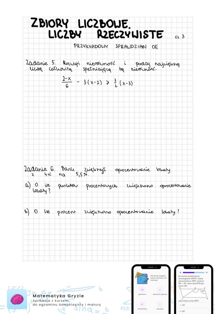 Zadania na sprawdzian OE Pazdro - Zbiory liczbowe. Liczby rzeczywiste