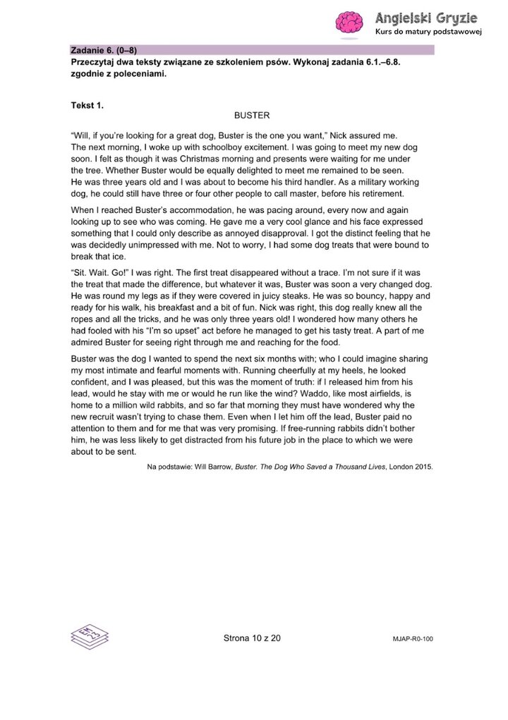 Teksty do zadań na rozumienie tekstu czytanego.