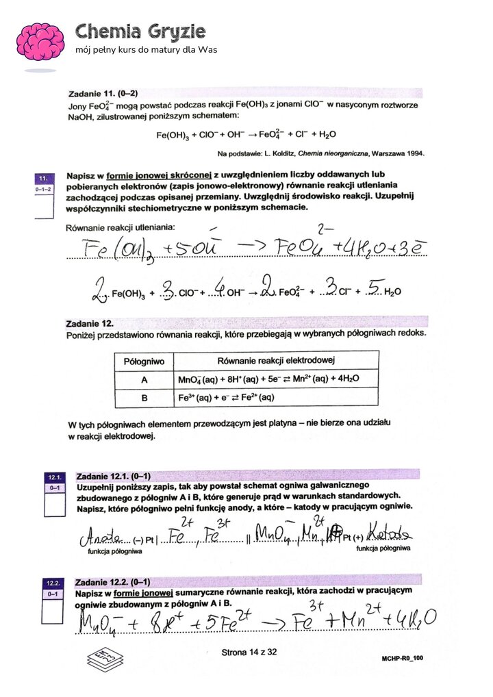 zadanie 11, 12 matura CKE chemia