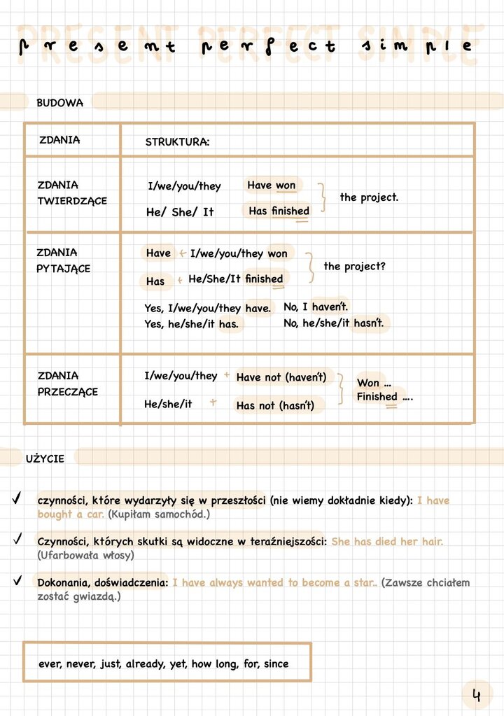 Present perfect simple notatki z angielskiego