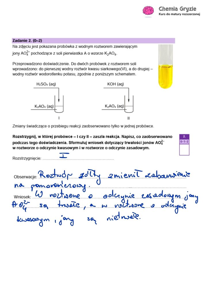 Arkusz maturalny z chemii rozszerzonej 2026. Rozwiązania zadań maturalnych z reakcjami chemicznymi.