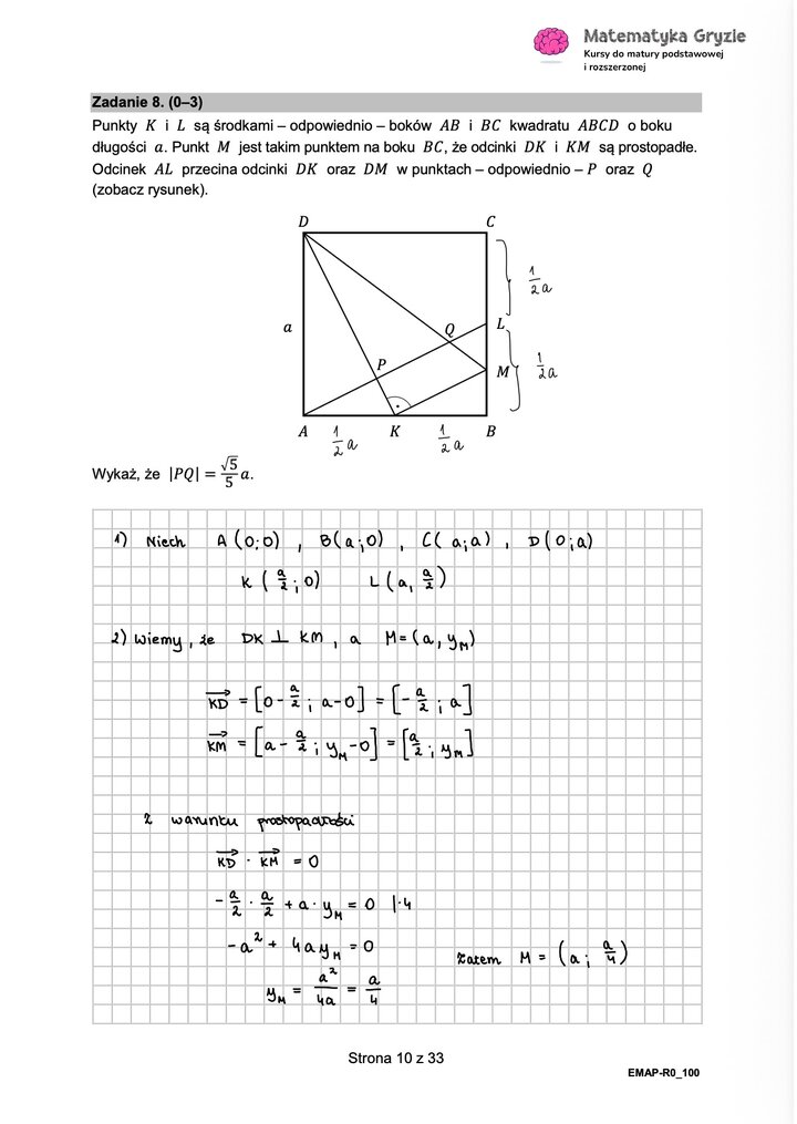 Rozwiązania do arkusza maturalnego z matematyki rozszerzonej Maj 2026 - schemat rozwiązania zadania otwartego.