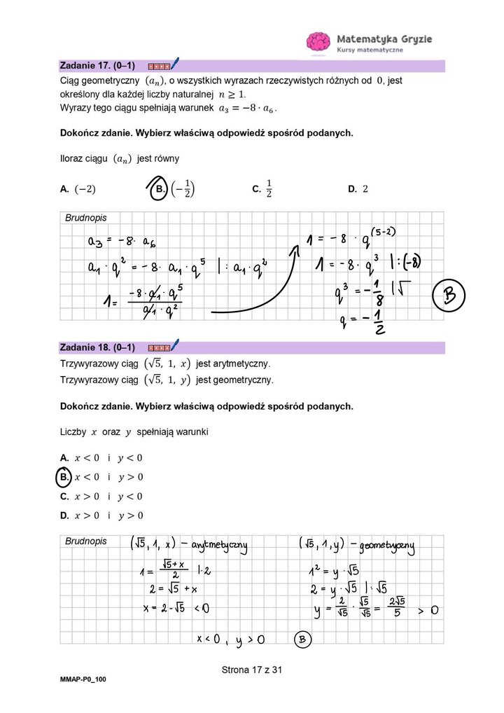 Zadanie z matematyki z użyciem własności ciągu geometrycznego i arytmetycznego. 