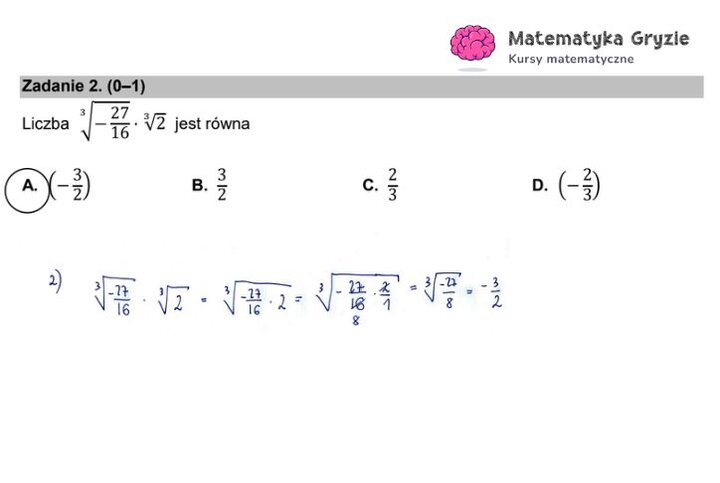 Fragment arkusza maturalnego z matematyki podstawowej - zadanie z zastosowaniem własności potęg i pierwiastków.