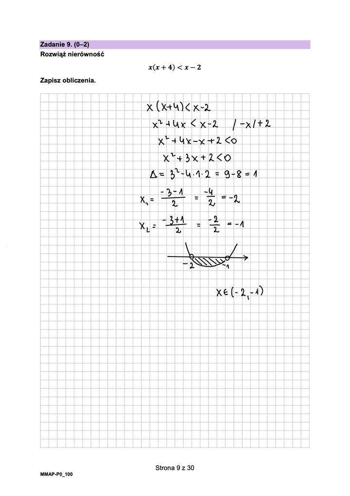 Fragment arkusza maturalnego z matematyki podstawowej - rozwiązywanie nierówności.