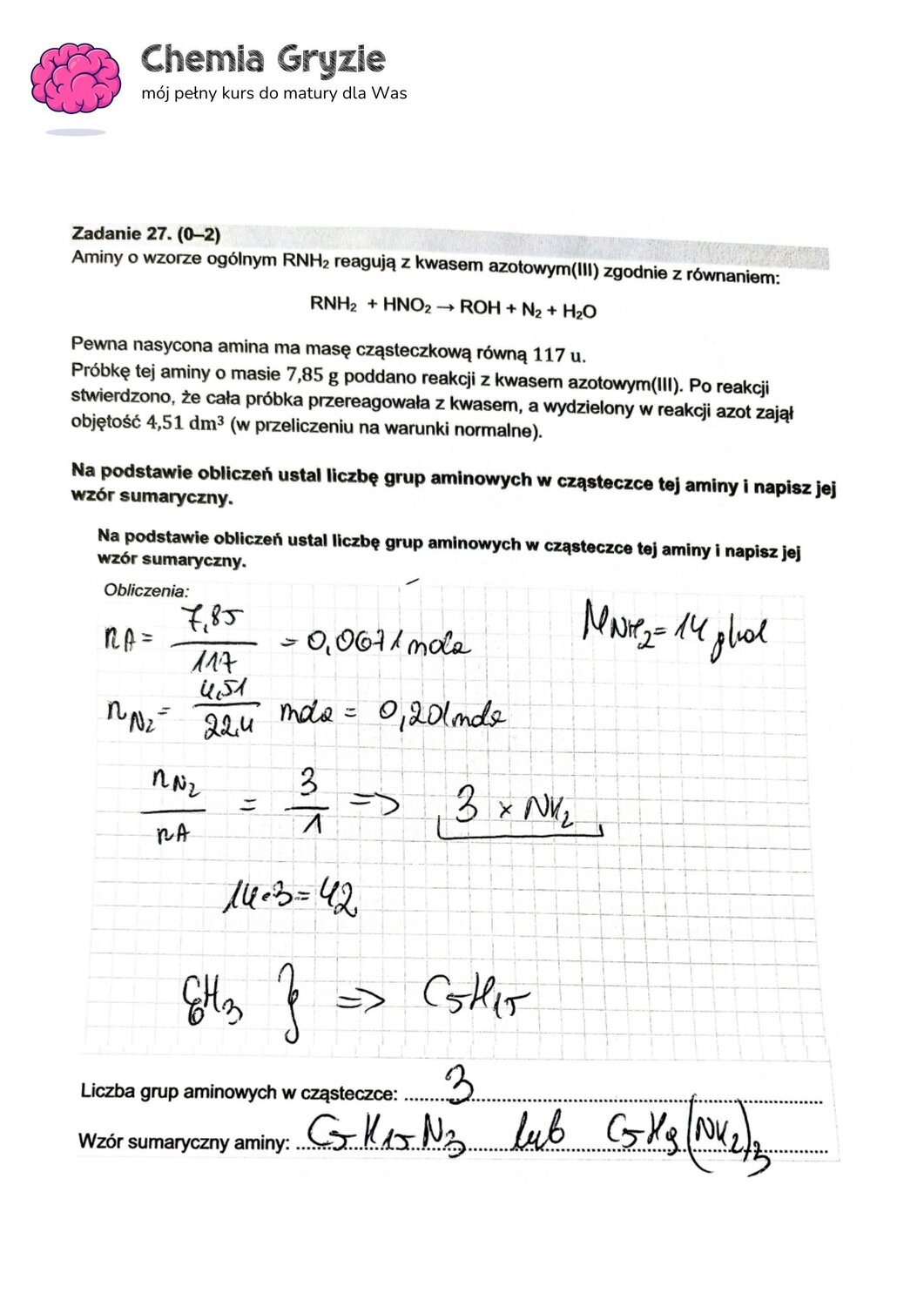 zadanie 27 matura CKE chemia formuła 2015