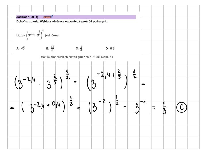 Potęgi zadania maturalne