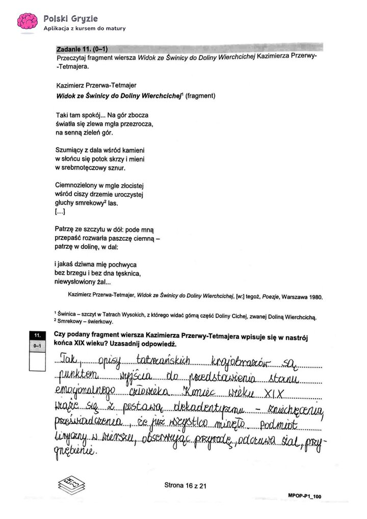 Fragment arkusza maturalnego z języka polskiego – pytania dotyczące wybranych lektur obowiązkowych.