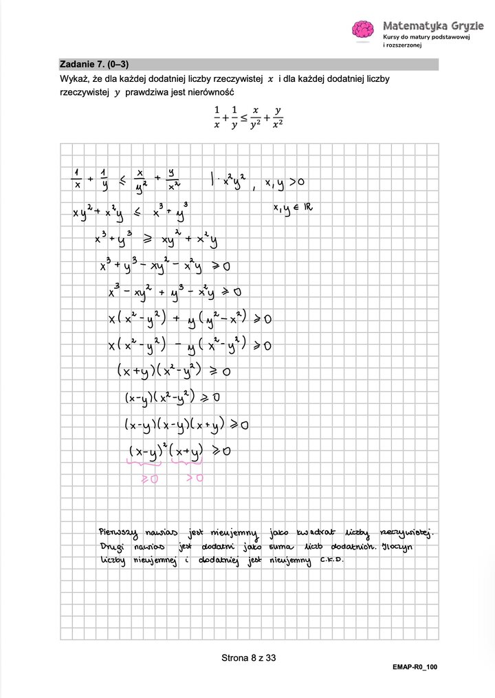 Rozwiązania do arkusza maturalnego z matematyki rozszerzonej Maj 2026 - schemat rozwiązania zadania otwartego.