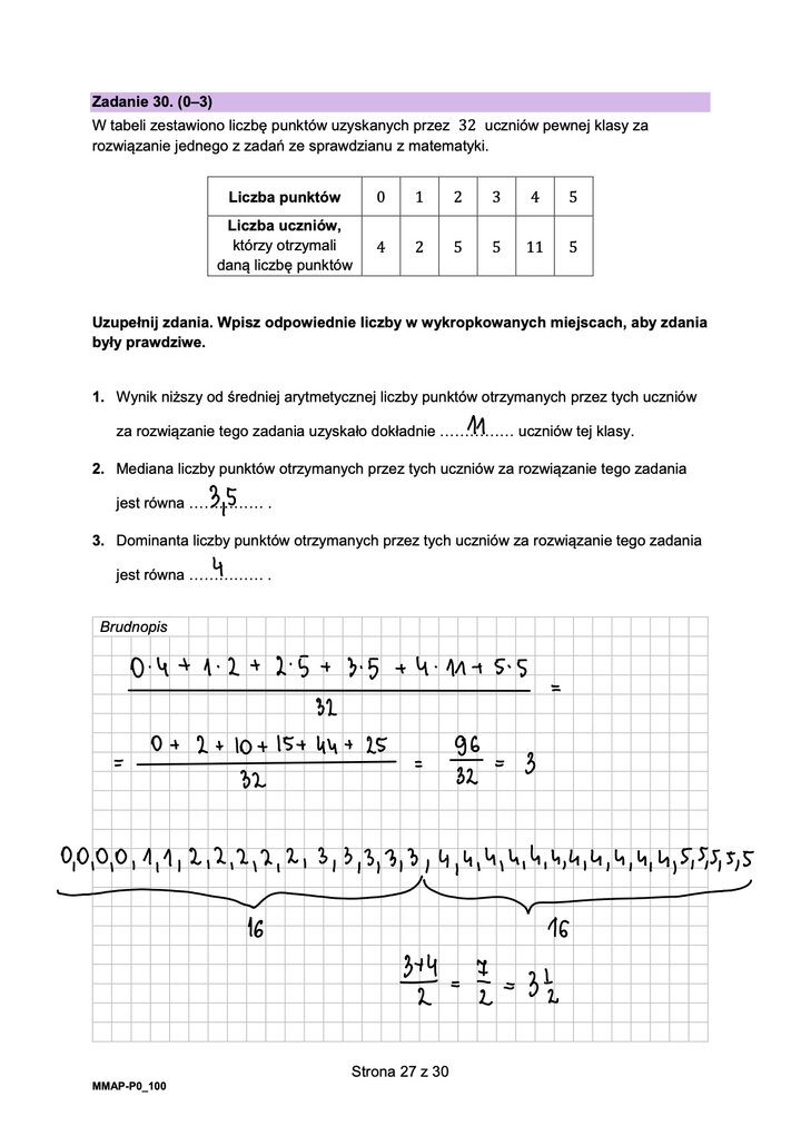 Fragment arkusza maturalnego z matematyki podstawowej - problem wymagający obliczeń na podstawie podanych danych.