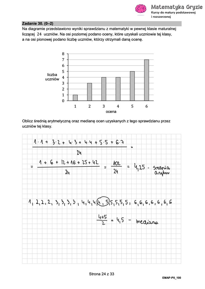 Fragment arkusza maturalnego  z matematyki podstawowej - problem wymagający obliczeń na podstawie podanych danych.
