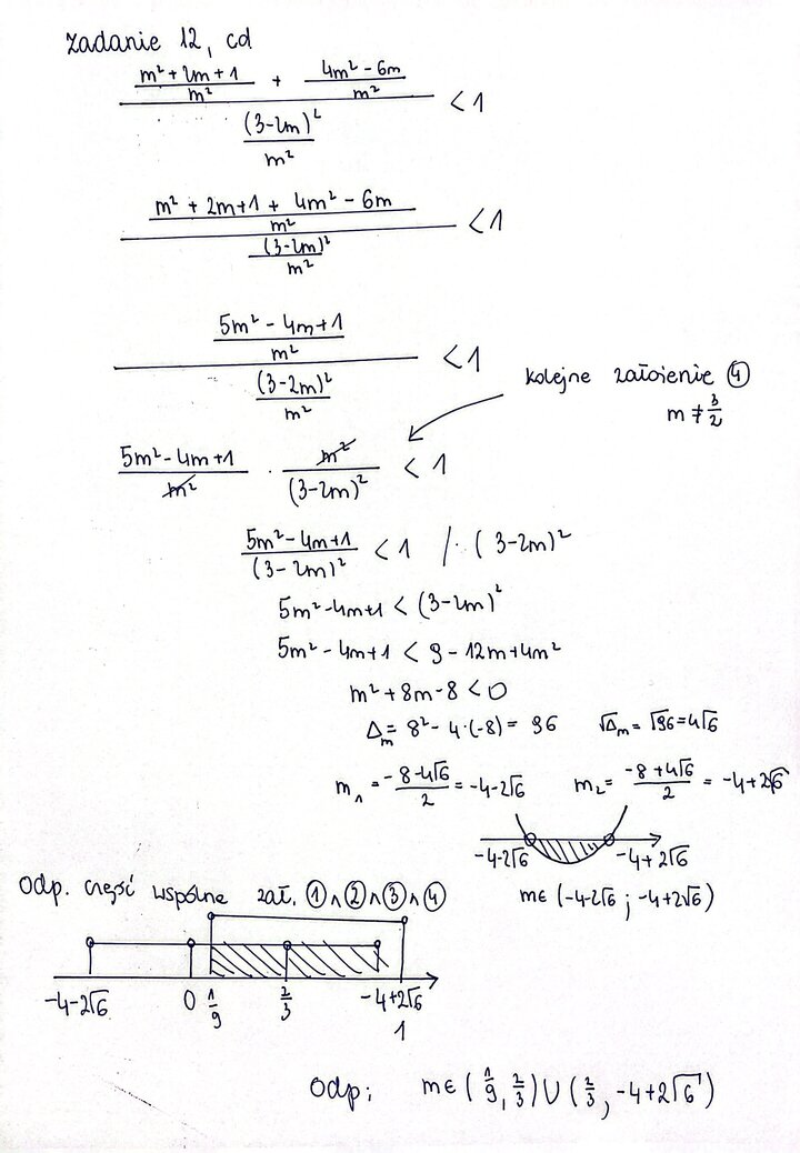 Fragment arkusza maturalnego z matematyki rozszerzonej - wyznaczanie parametru w funkcji kwadratowej.