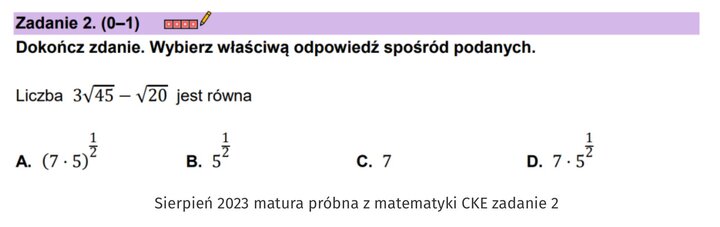 Pierwiastki zadania maturalne