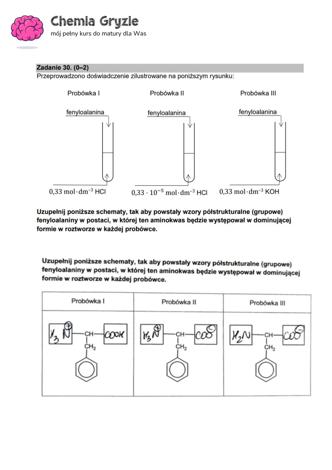zadanie 30 matura CKE chemia formuła 2015