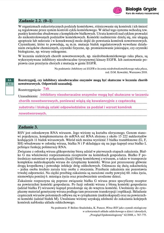 Tekst na temat regulacji cyklu komórkowego i zastosowania nieodwracalnych inhibitorów kinazy EGFR.