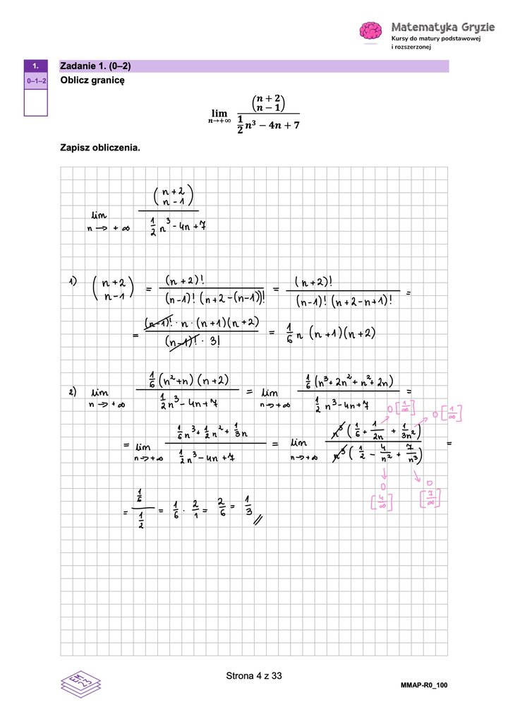 Rozwiązania do arkusza maturalnego z matematyki rozszerzonej Maj 2026 - schemat rozwiązania zadania otwartego.
