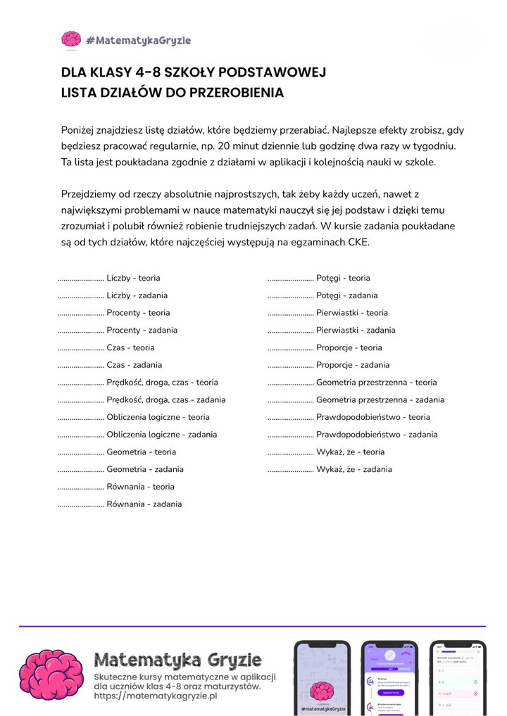 Planer nauki do egzaminu ósmoklasisty z matematyki