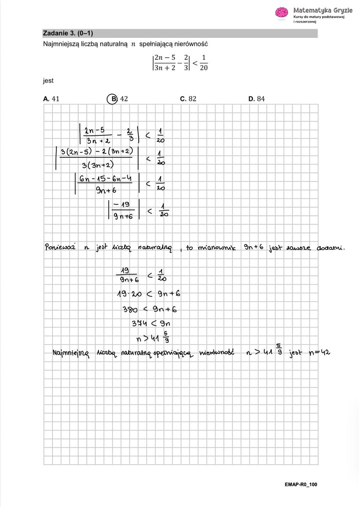 Rozwiązania do arkusza maturalnego z matematyki rozszerzonej Maj 2026 - schemat rozwiązania zadania otwartego.