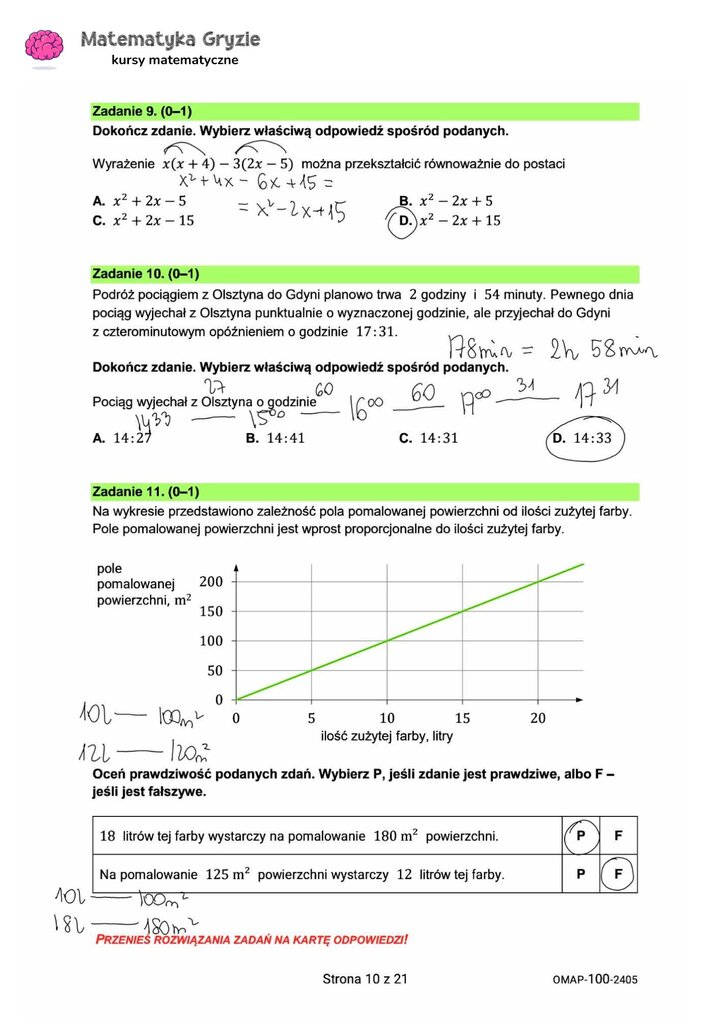 zadanie 9,10,11 egzamin ósmoklasisty CKE matematyka