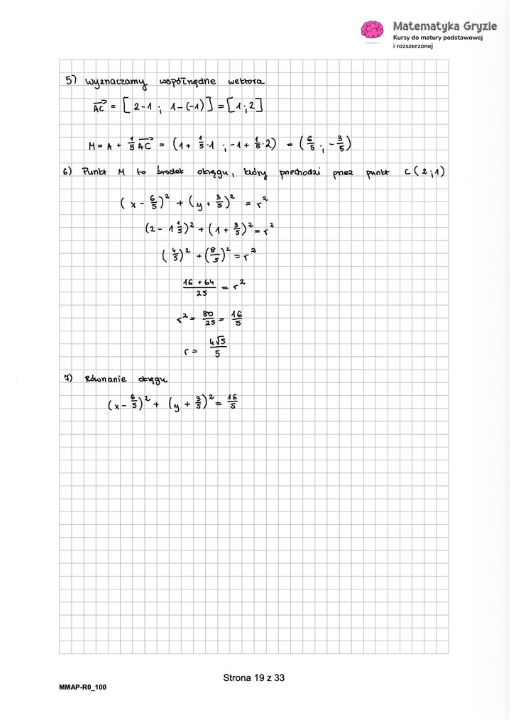 Rozwiązania do arkusza maturalnego z matematyki rozszerzonej Maj 2026 - schemat rozwiązania zadania otwartego.
