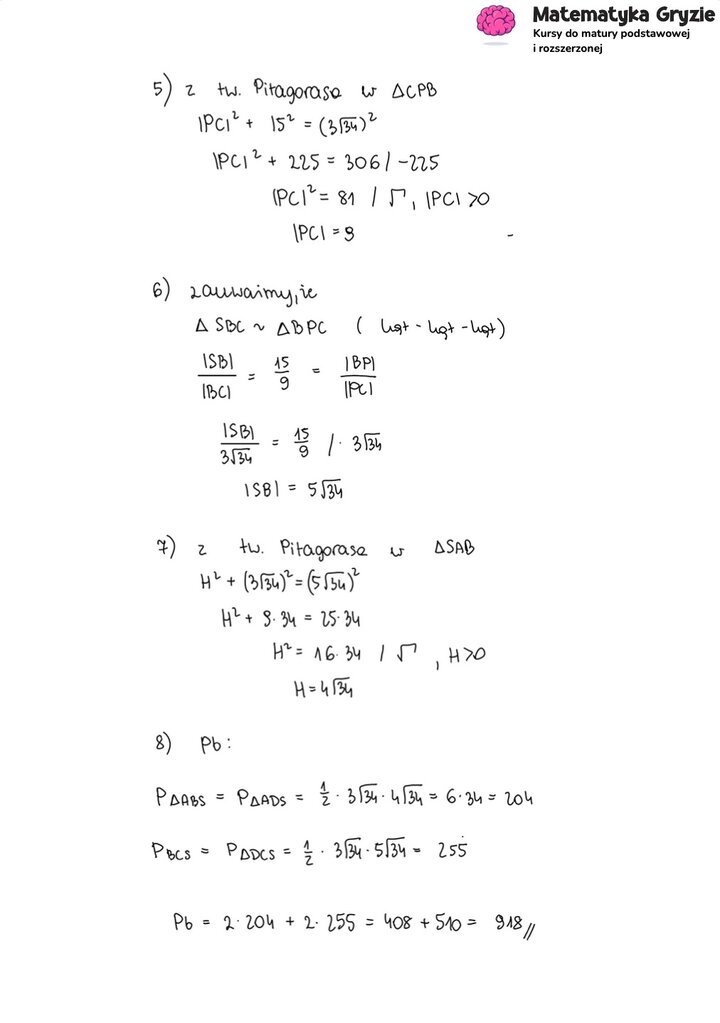 Fragment arkusza maturalnego z matematyki rozszerzonej - zadanie ze stereometrii.