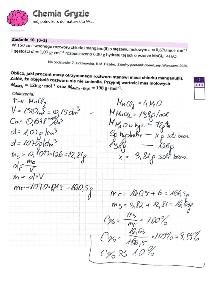 zadanie 10 matura CKE chemia