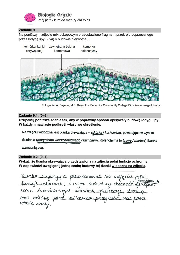 zadanie 9.1 9.2 matura CKE biologia formuła 2015