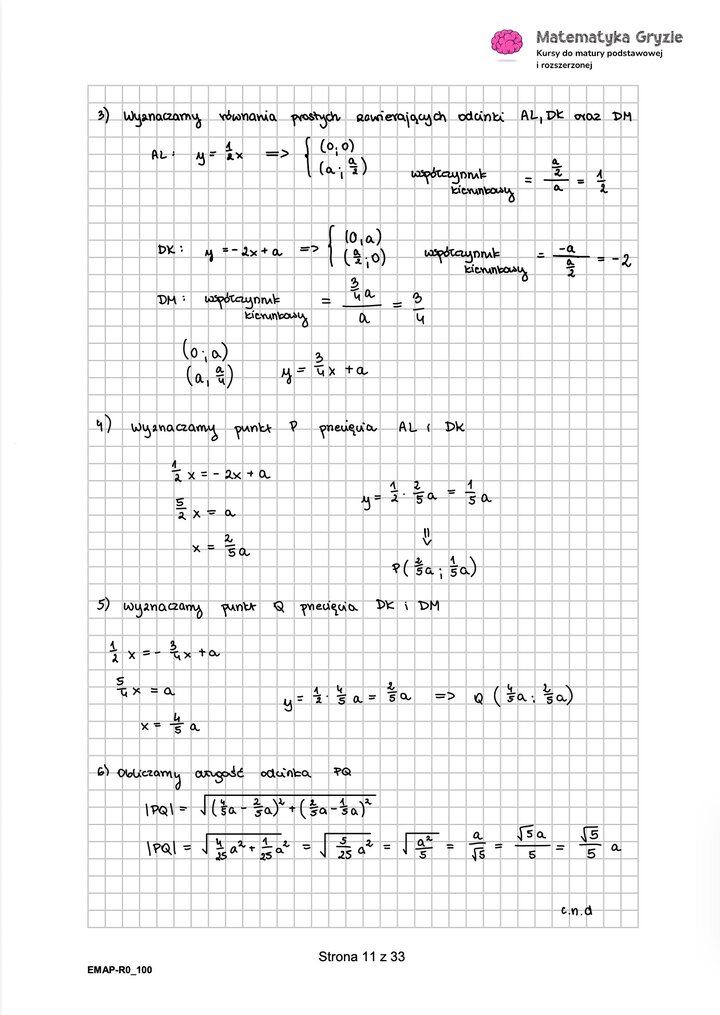 Rozwiązania do arkusza maturalnego z matematyki rozszerzonej Maj 2026 - schemat rozwiązania zadania otwartego.