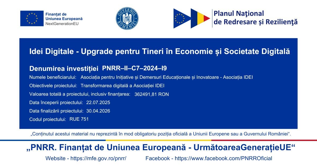 Idei Digitale - Upgrade pentru tineri in economie si societate digitala 