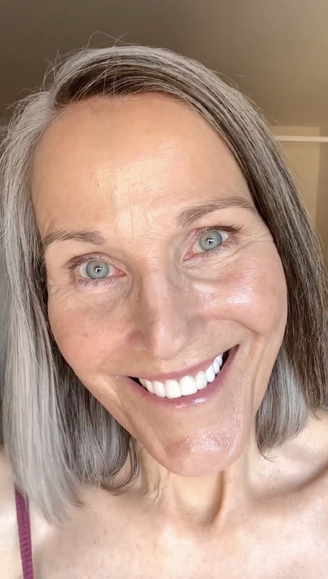 Persons face with red lipstick