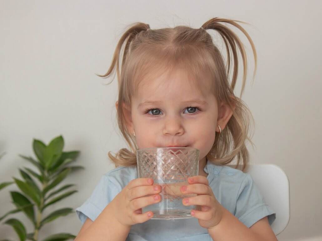 Toddler drinking water