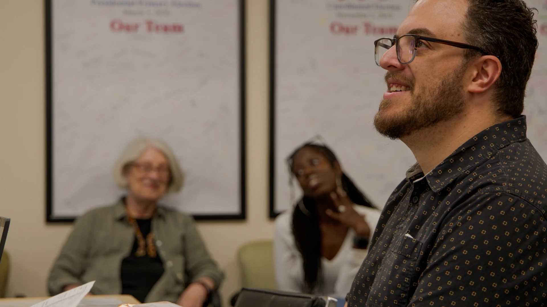 Kyle Giddings, civic engagement coordinator at the Colorado Criminal Justice Reform Coalition, speaks with county clerks from around the state about getting people in custody registered to vote. Photo: Carly Rose, Rocky Mountain PBS