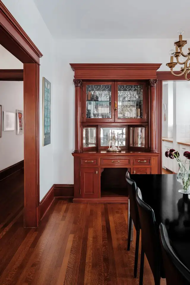 A unit in the Perrenoud has built-in cabinets original to 1901. Photo courtesy Daniel Jenkins