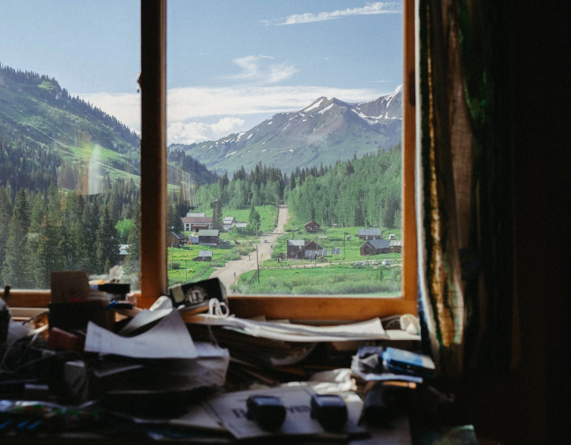 The valley from inside David Inouye's cabin. Photo: Peter Vo, Rocky Mountain PBS