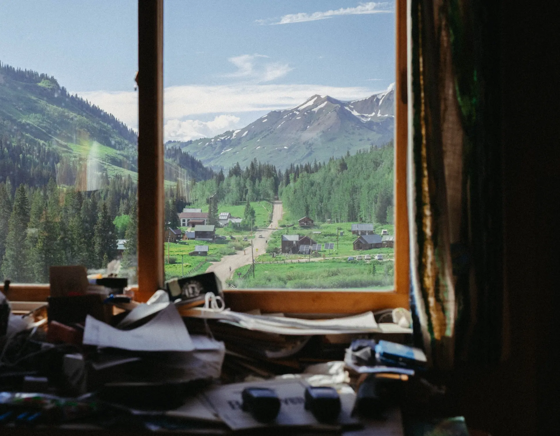 The valley from inside David Inouye's cabin. Photo: Peter Vo, Rocky Mountain PBS