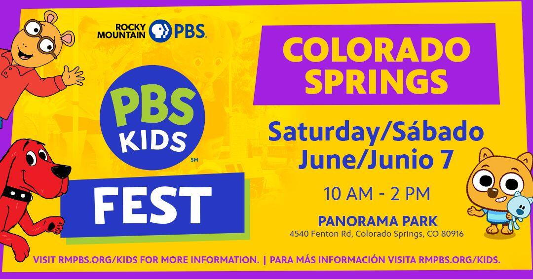 A poster for Rocky Mountain PBS KIDS FEST Colorado Springs event