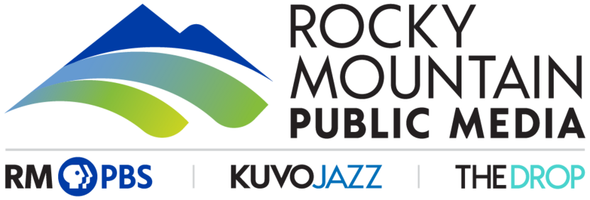 Rocky Mountain Public Media, RMPBS, KUVO JAZZ and THE DROP logos