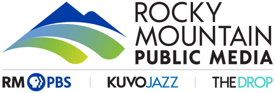 Rocky Mountain Public Media, RMPBS, KUVO JAZZ and THE DROP logos