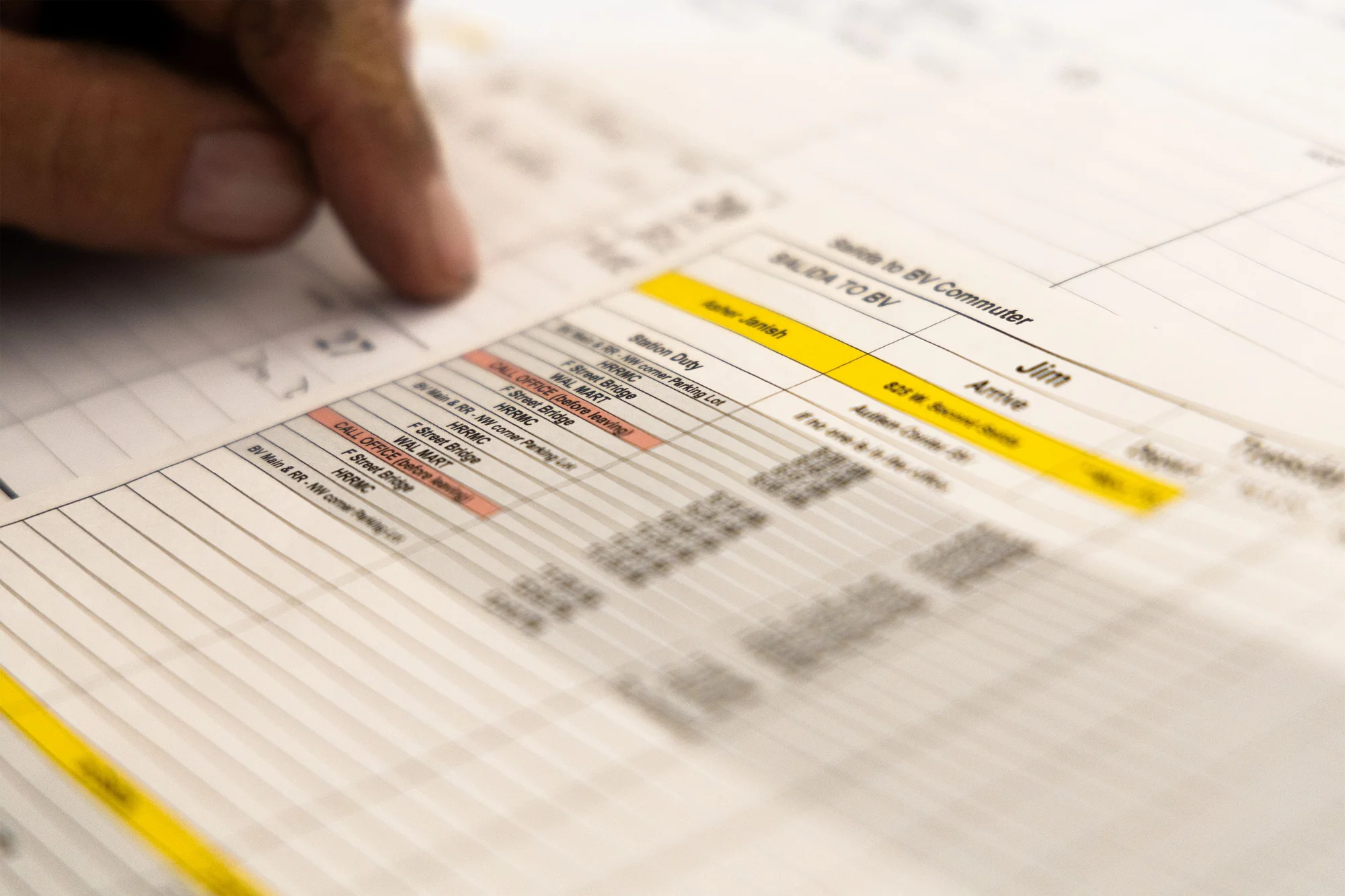 Kay points to his shuttle’s daily schedule, which includes stops in Salida and Buena Vista. Photo: Chase McCleary, Rocky Mountain PBS