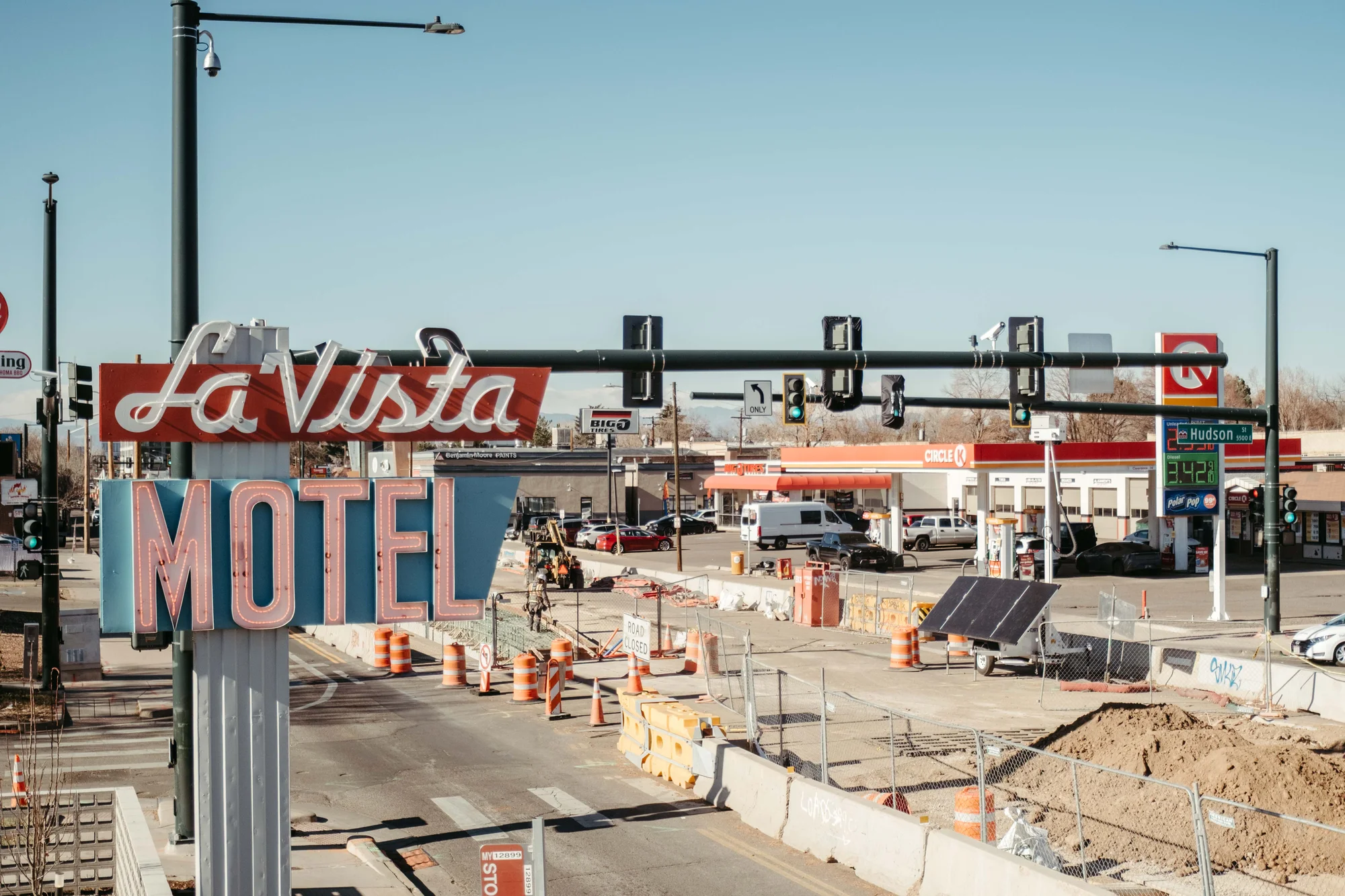 The motel is opening in the middle of the Bus Rapid Transit construction on Colfax. Photo: Peter Vo, Rocky Mountain PBS